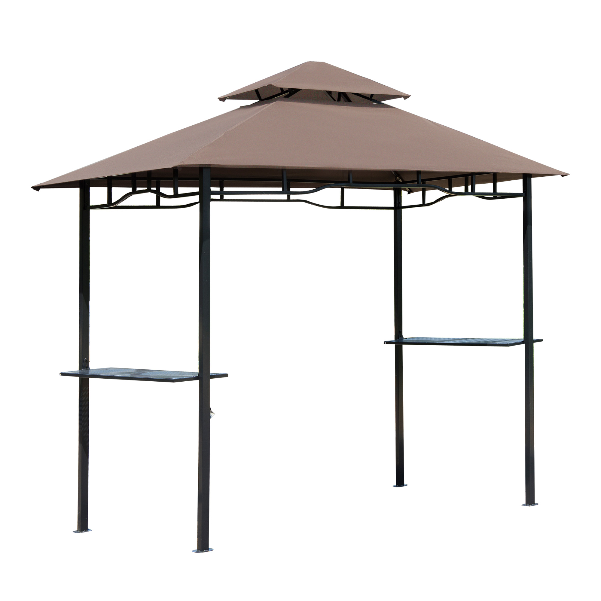 Outsunny Gartenpavillon café braun Stahl B/H/L: ca. 150x255x245 cm günstig online kaufen