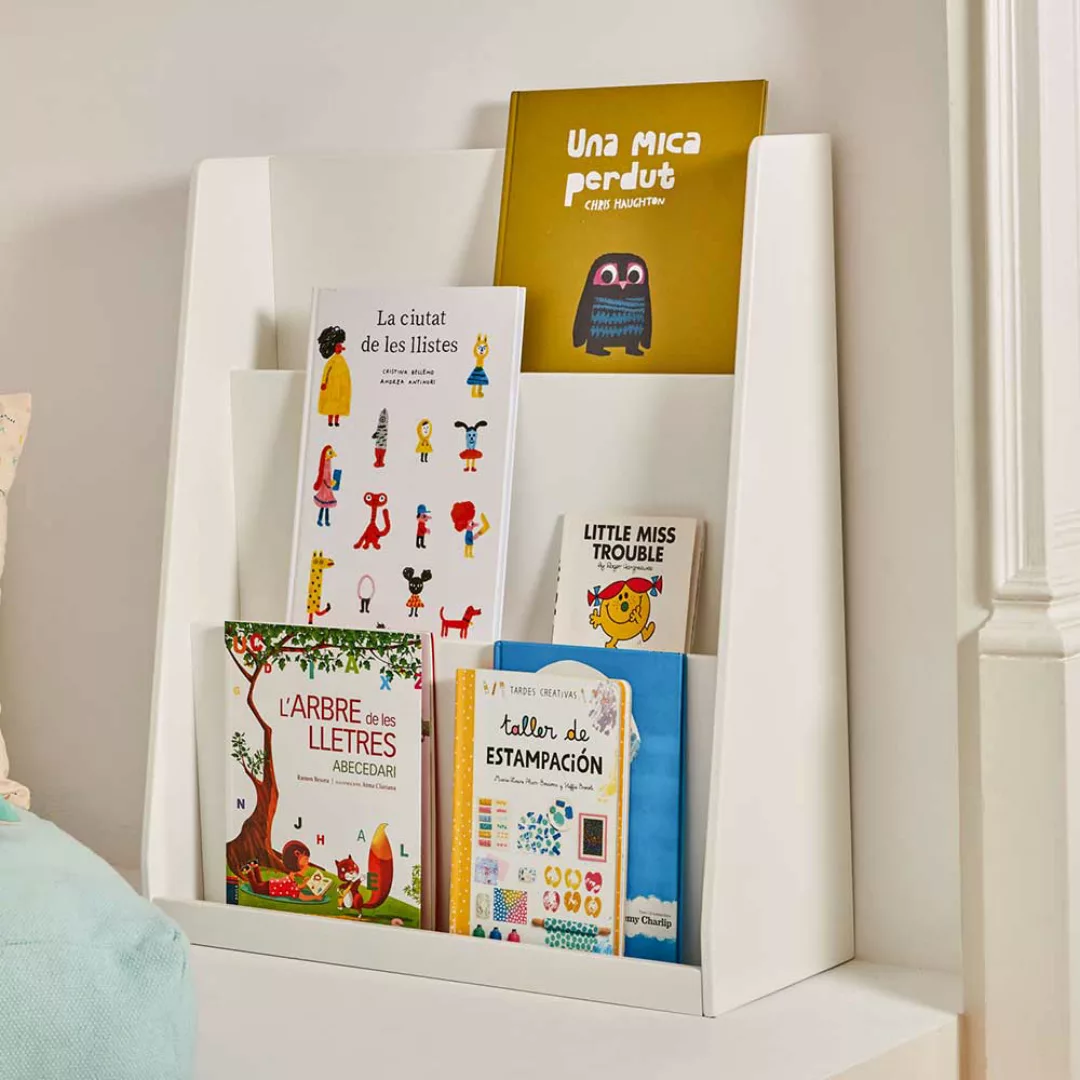 Weißes Kinderregal für Bücher 70 cm hoch - 60 cm breit günstig online kaufen