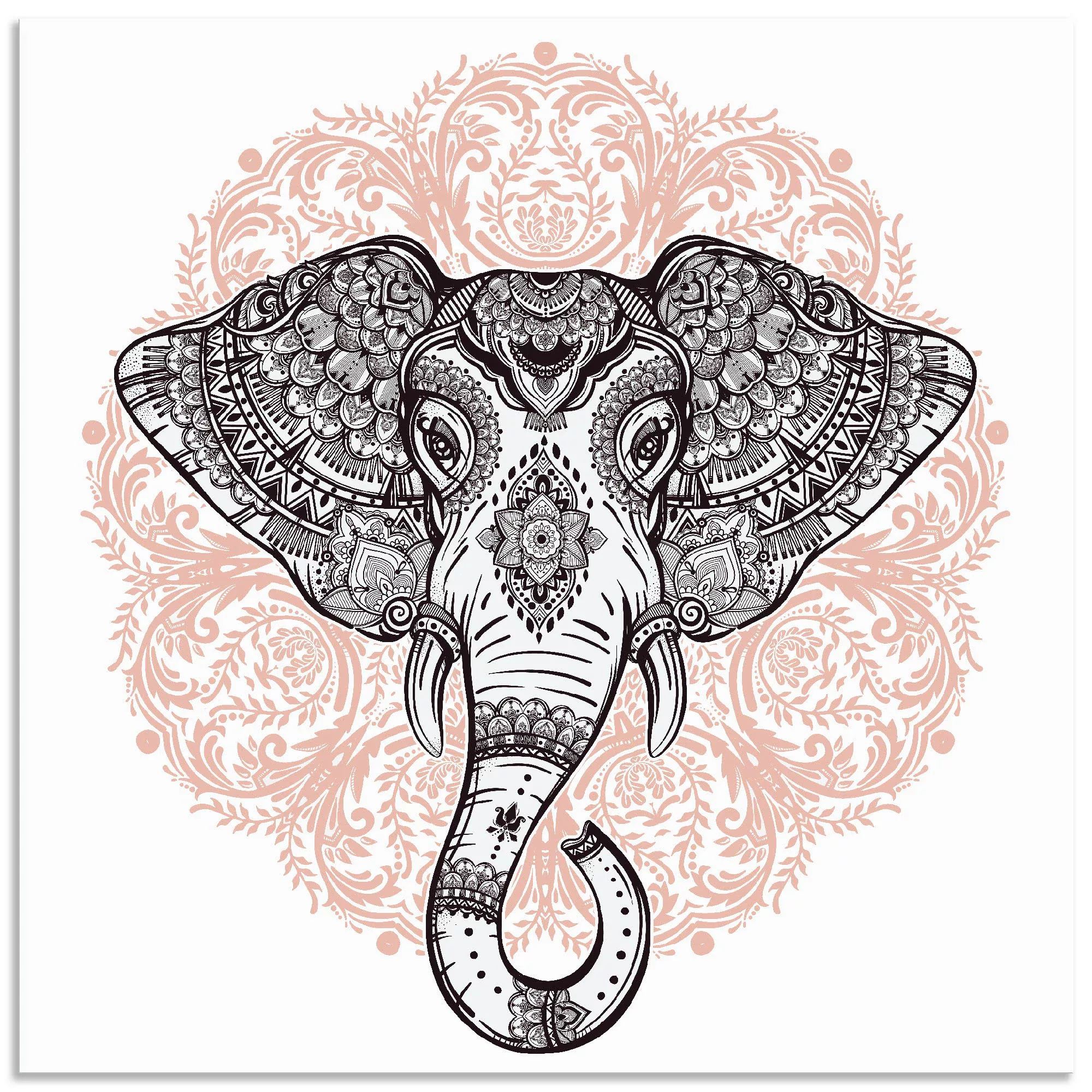 Artland Wandbild "Vintage Mandala Elefant", Wildtiere, (1 St.) günstig online kaufen