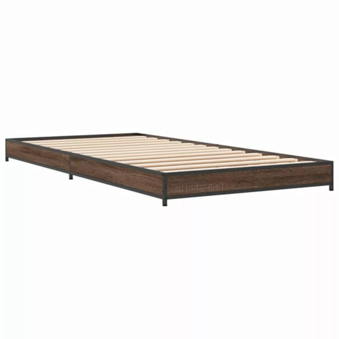 vidaXL Bett Bettgestell Braun Eichen-Optik 75x190 cm Holzwerkstoff Metall günstig online kaufen