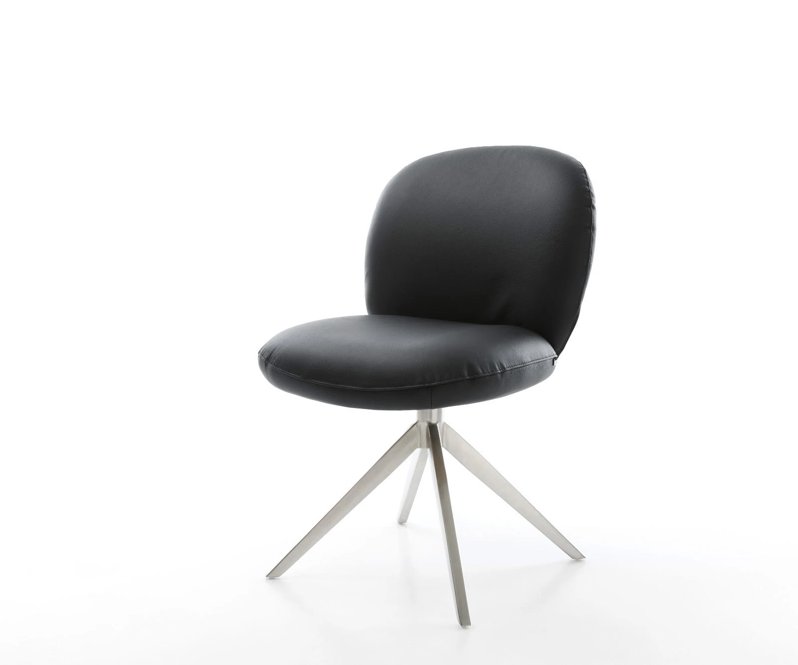Drehstuhl Nube-Flex Echt-Leder Schwarz Kreuzgestell breit Edelstahl 360° dr günstig online kaufen