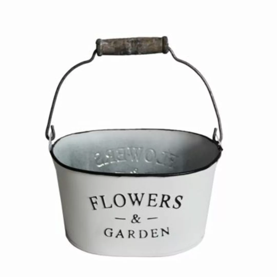 HTI-Living Pflanztopf Zink mit Henkel Flowers Garten weiß günstig online kaufen