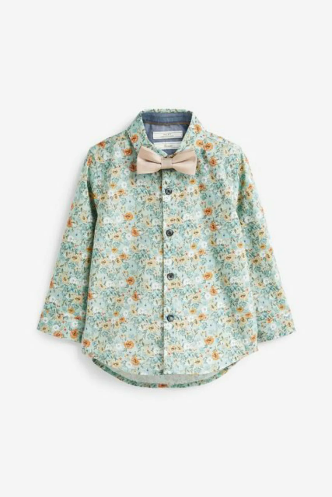 Next Langarmhemd Elegantes Hemd mit Print und Fliege (2-tlg) günstig online kaufen