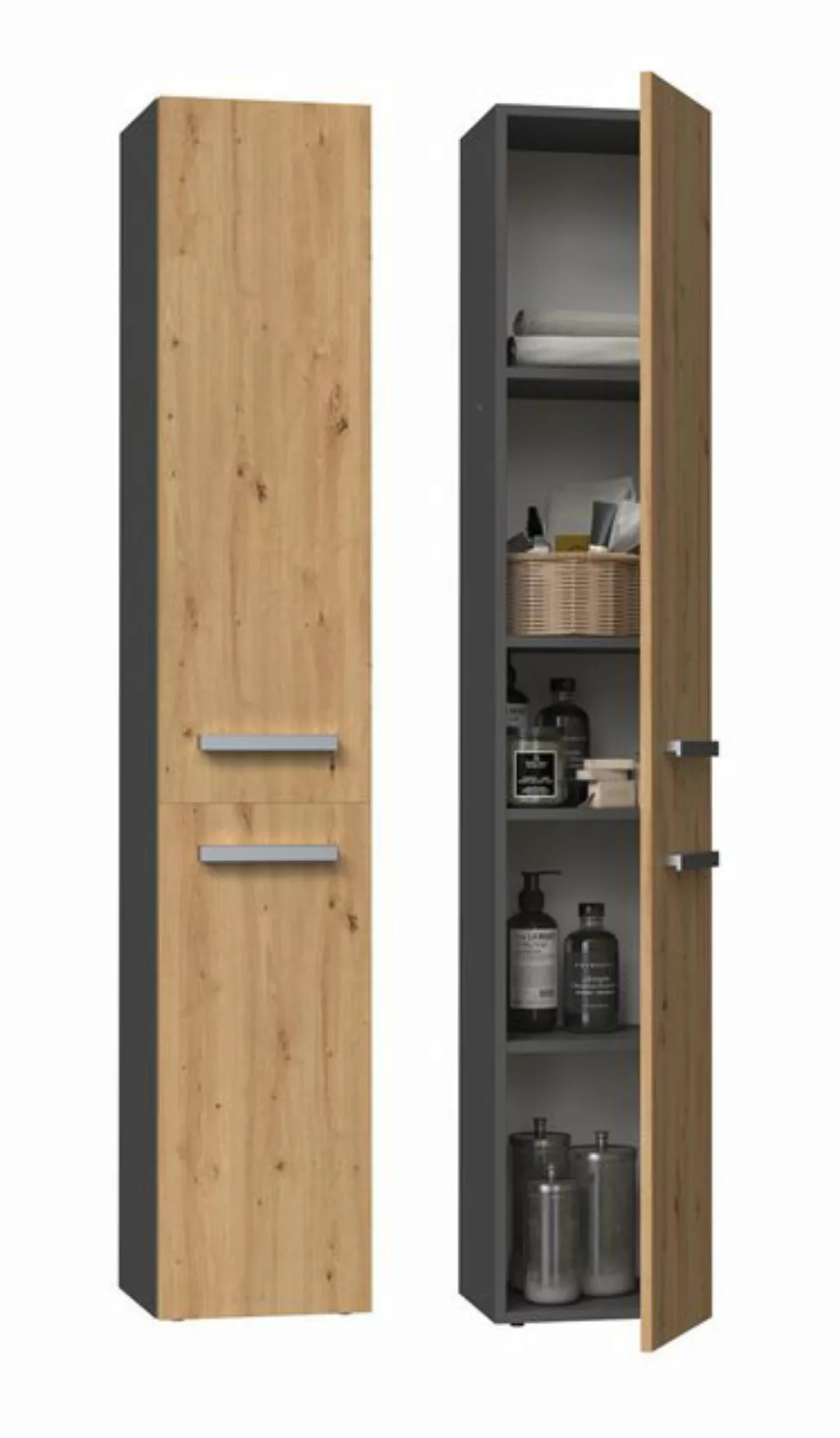 ibonto Hochschrank Badezimmerschrank mit langen Türen - Platzsparender Bads günstig online kaufen