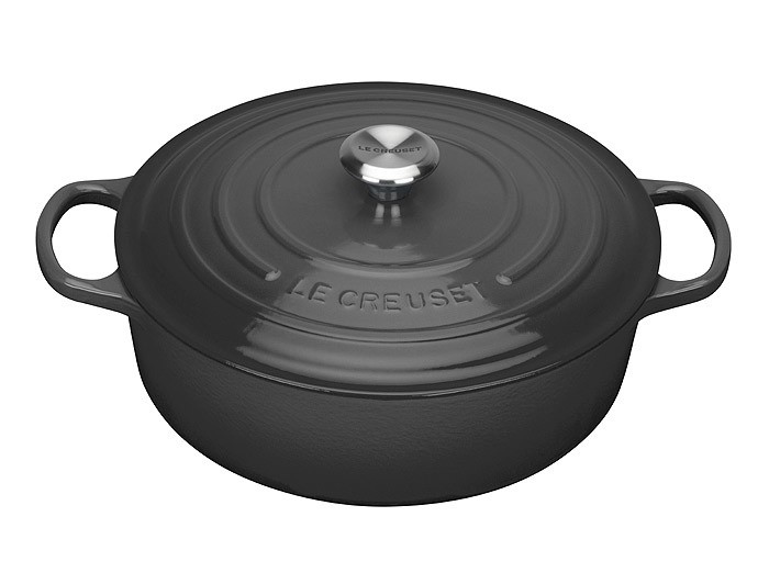 Le Creuset Gourmet-Bräter Signature Rund Gusseisen Schwarz 30cm günstig online kaufen