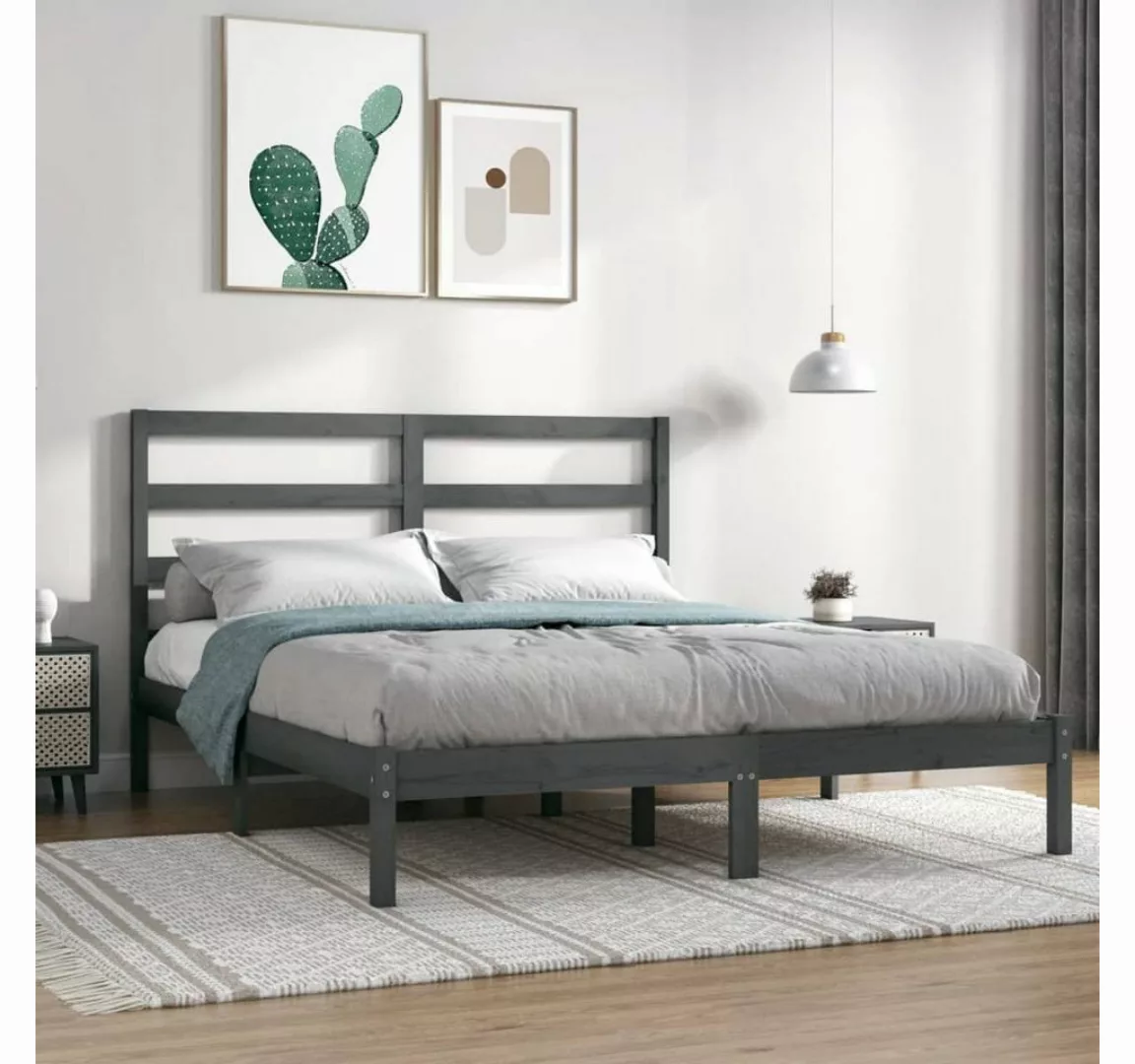 furnicato Bett Massivholzbett Grau Kiefer 120x200 cm günstig online kaufen