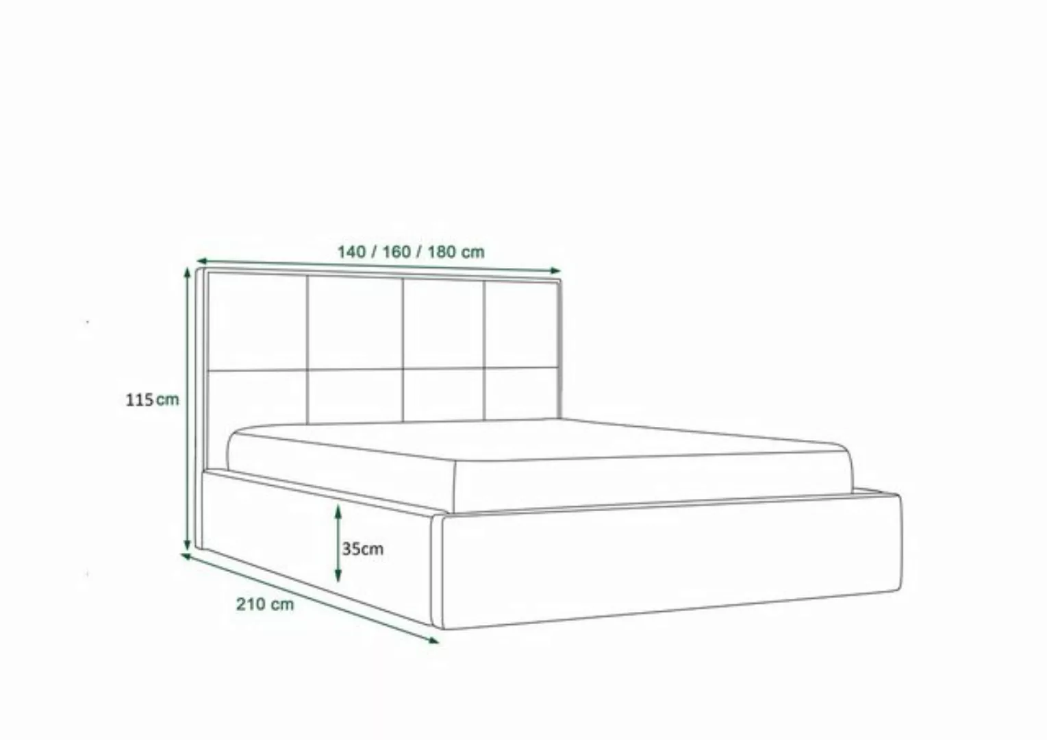 Stylefy Polsterbett Atlas (Schlafzimmerbett, Bett), 140/160/180 x 200 cm, B günstig online kaufen