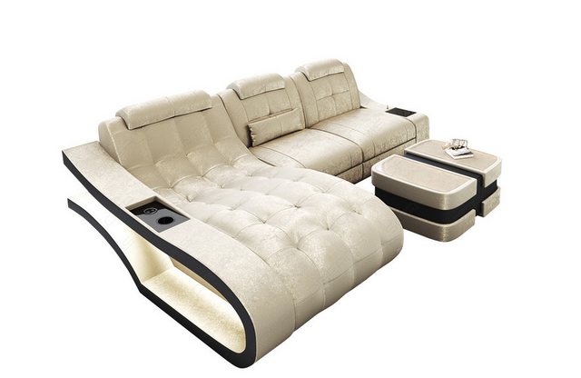 Sofa Dreams Ecksofa Stoff Sofa Polster Couch Elegante S - L Form Samt Stoff günstig online kaufen