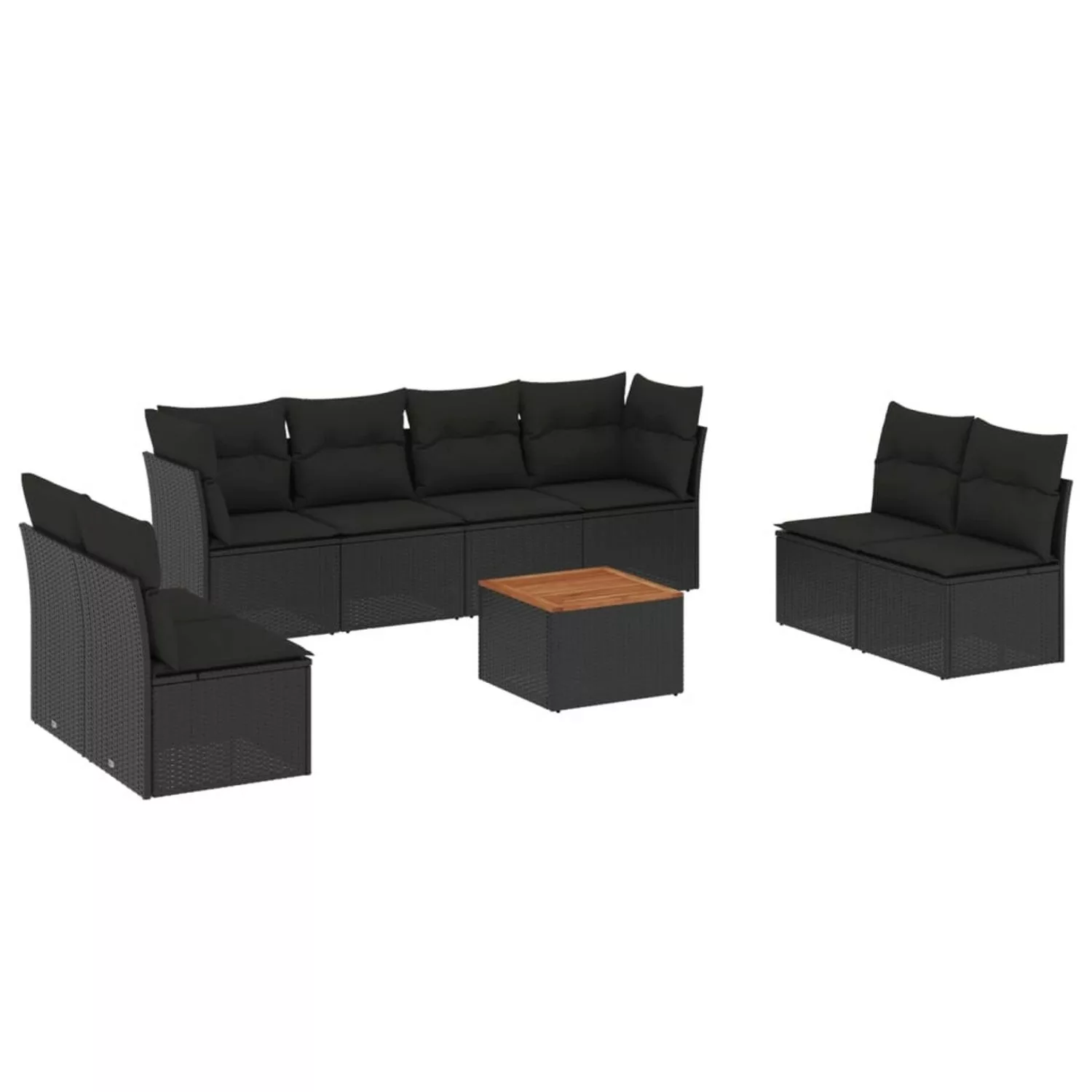 vidaXL 9-tlg Garten-Sofagarnitur mit Kissen Schwarz Poly Rattan Modell 66 günstig online kaufen