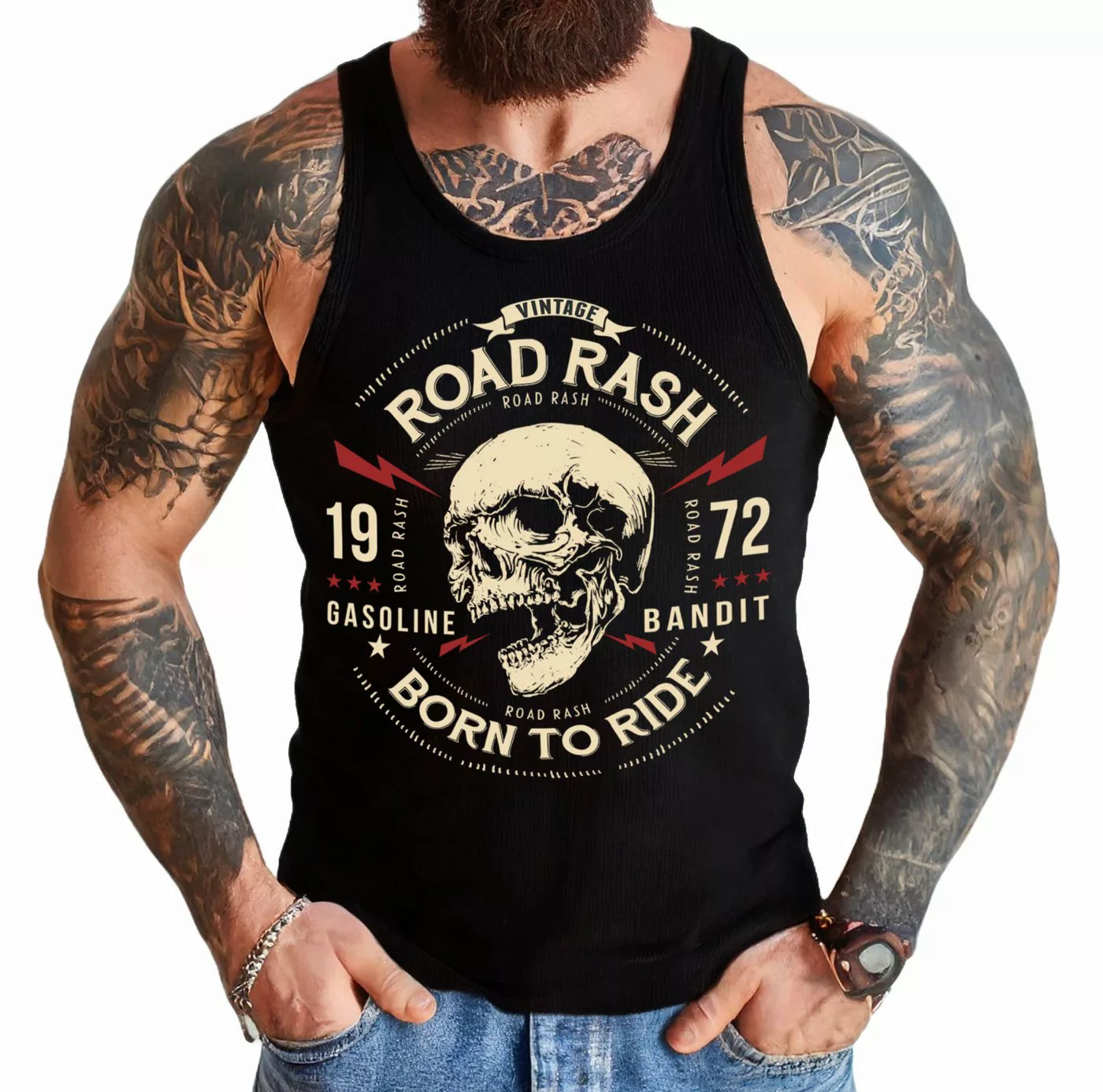 GASOLINE BANDIT® Tanktop für Biker Racer Motorrad Fans: Road Rash günstig online kaufen