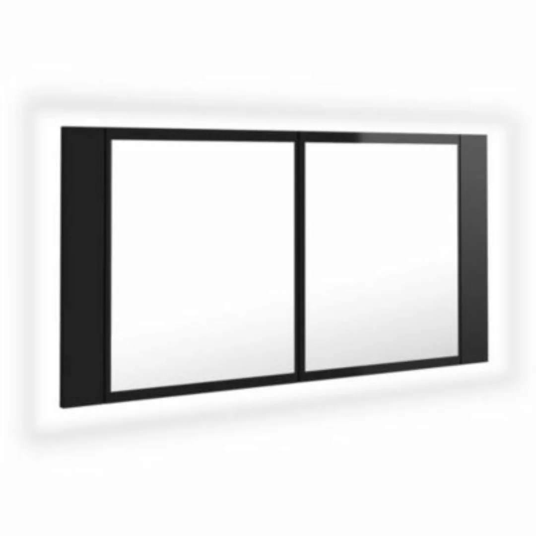 Led-bad-spiegelschrank Hochglanz-schwarz 90x12x45 Cm günstig online kaufen