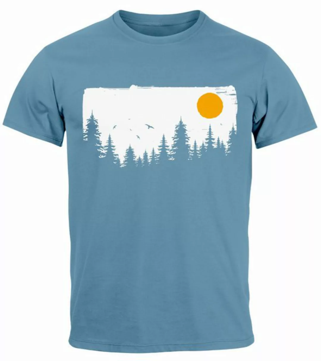 Neverless Print-Shirt Herren T-Shirt Wald Bäume Outdoor Adventure Abenteuer günstig online kaufen