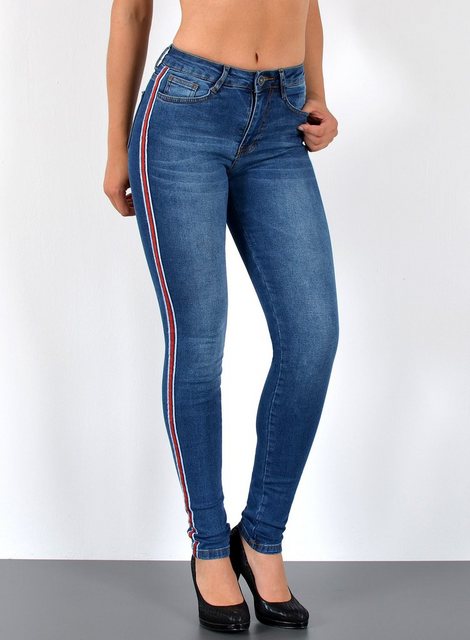 ESRA Skinny-fit-Jeans J330 Damen High Waist Skinny Jeans mit Streifen, bis günstig online kaufen