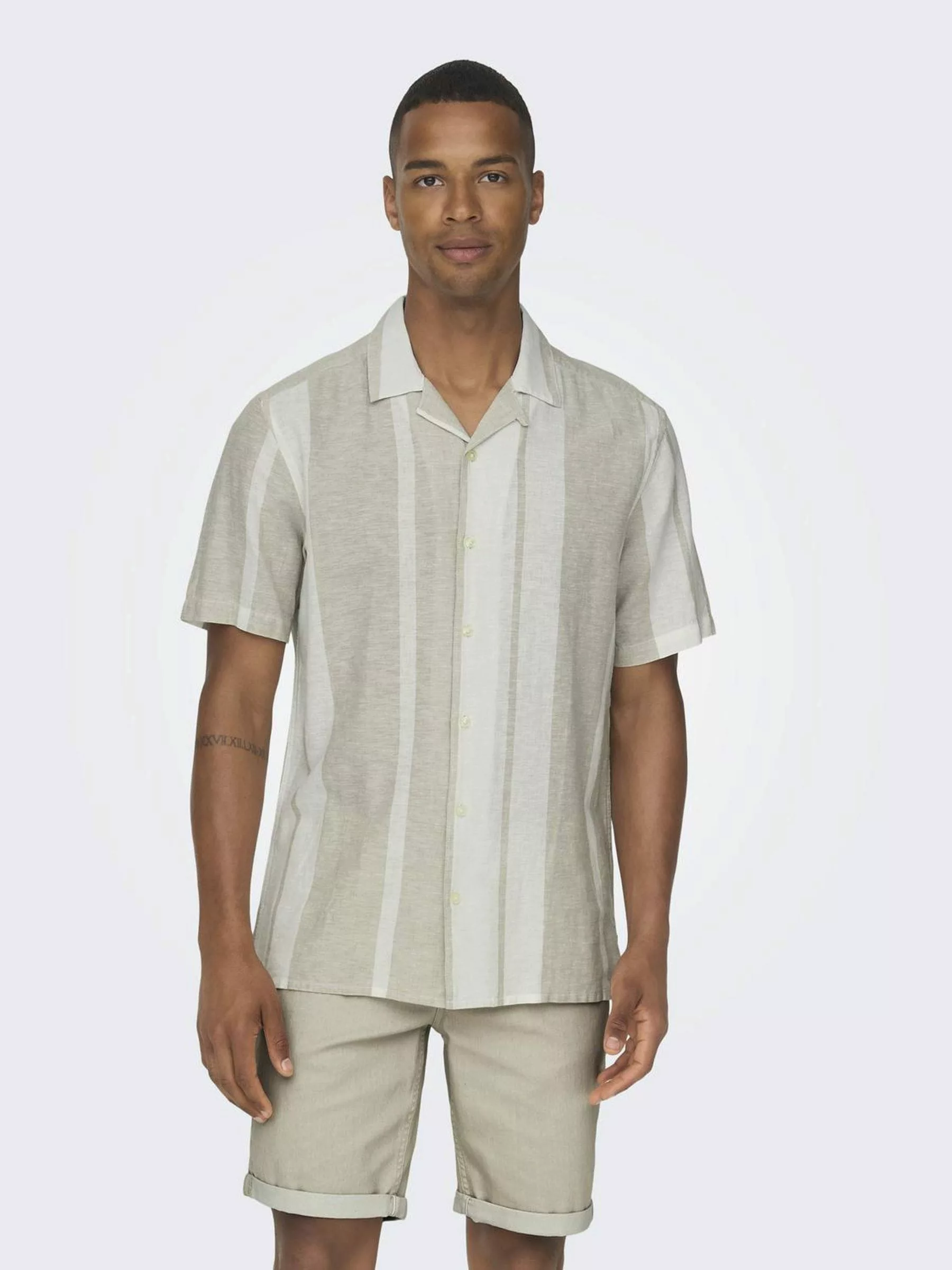 ONLY & SONS Kurzarmhemd "ONSCAIDEN SS STRIPE LINEN RESORT NOOS" günstig online kaufen