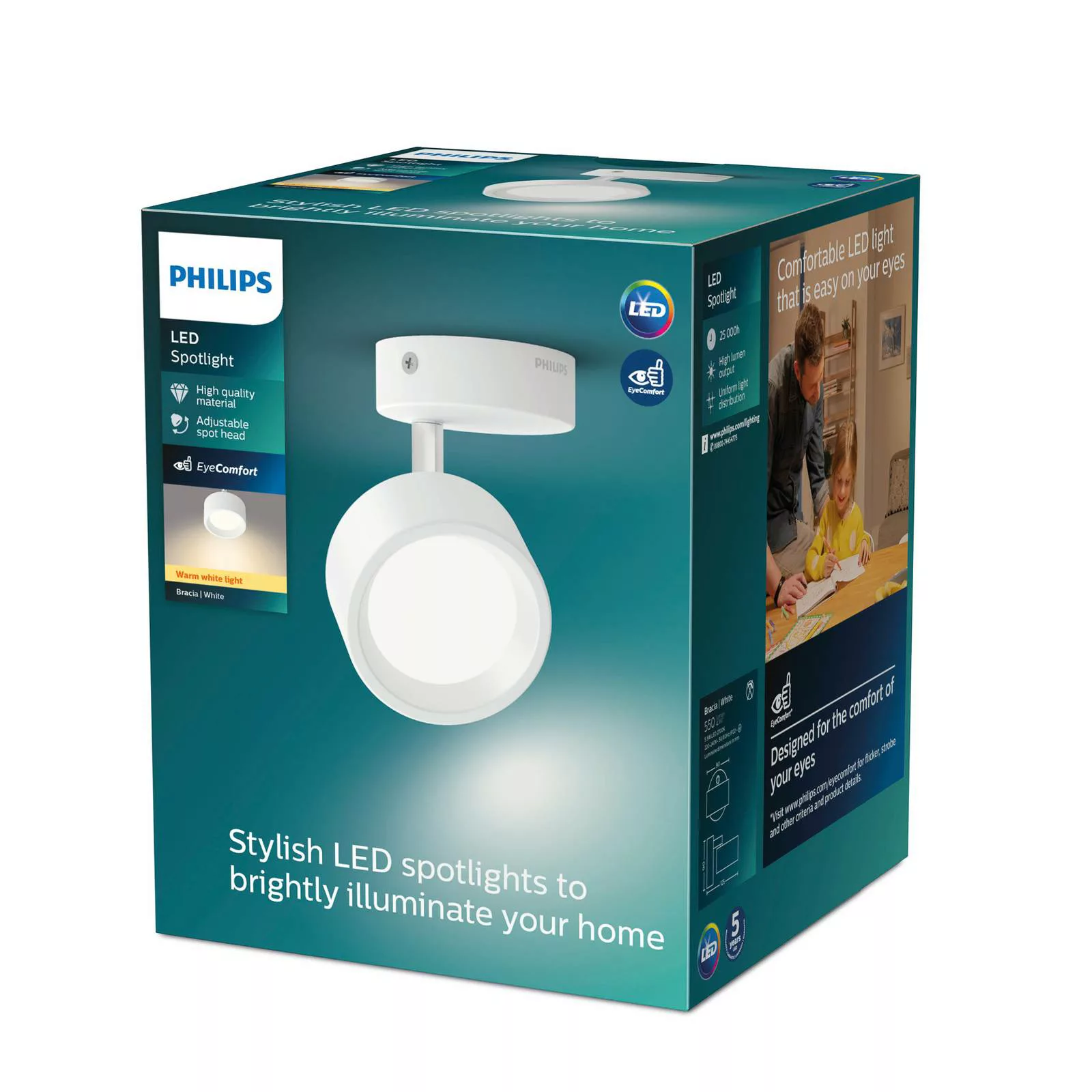 Philips Bracia LED-Deckenspot einflammig, weiß günstig online kaufen