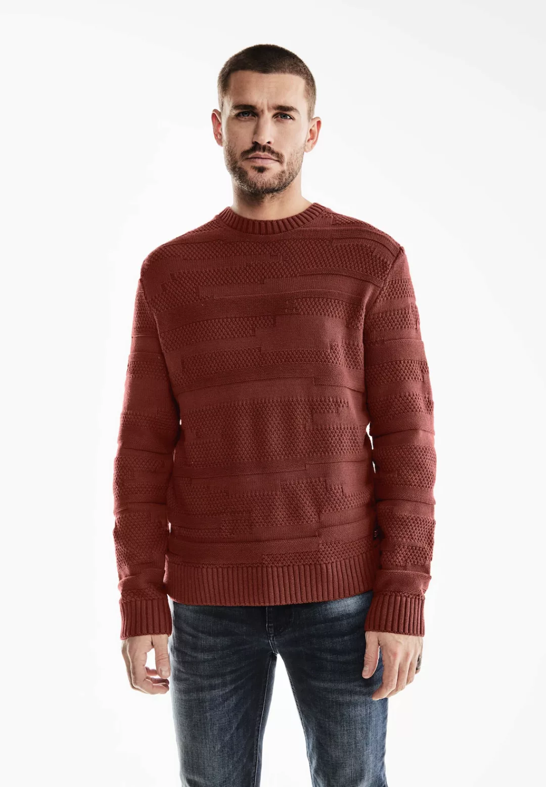 STREET ONE MEN Strickpullover, mit Struktur günstig online kaufen