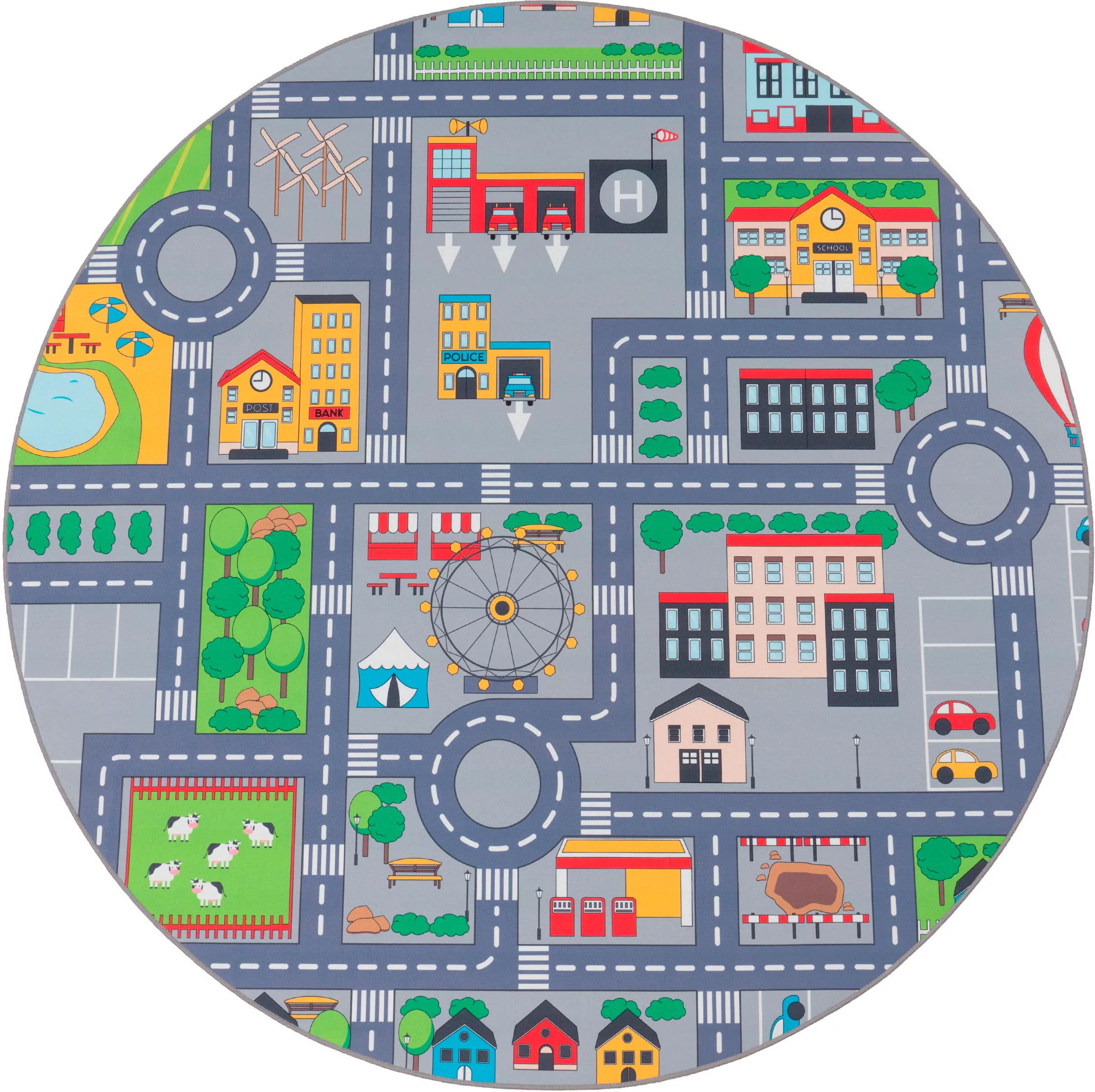 Paco Home Kinderteppich »Bino 576«, rund, Kurzflor, Straßen-Spiel-Teppich, günstig online kaufen