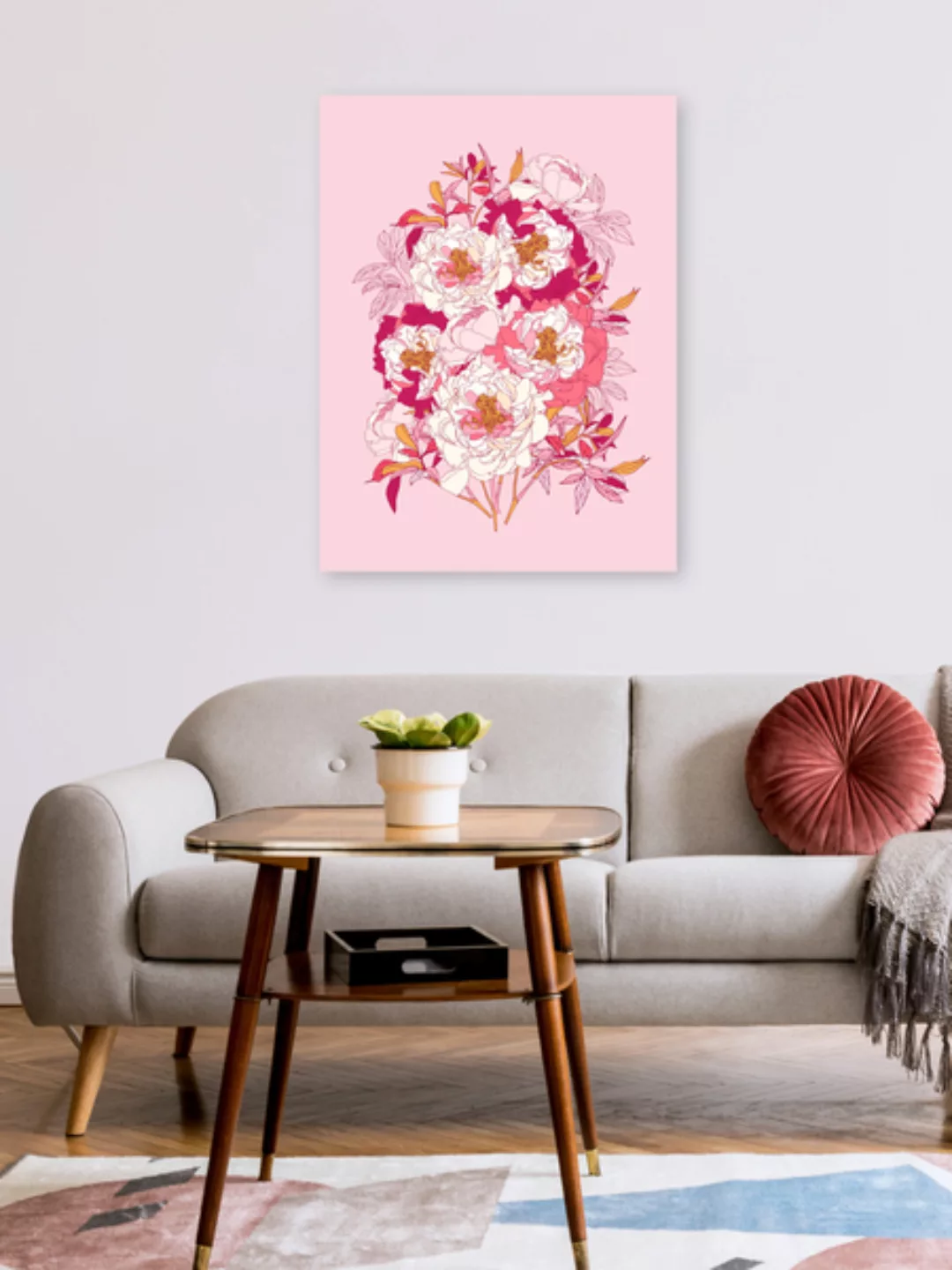 Poster / Leinwandbild - Pink Flowers Of Peonies günstig online kaufen