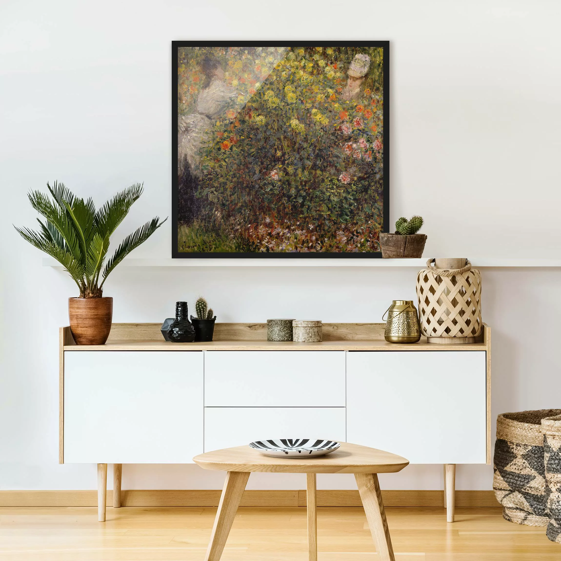 Bild mit Rahmen Kunstdruck - Quadrat Claude Monet - Blumengarten günstig online kaufen