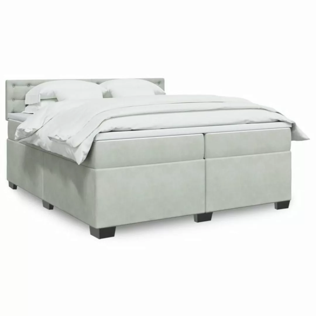 vidaXL Boxspringbett, Boxspringbett mit Matratze Hellgrau 200x200 cm Samt günstig online kaufen