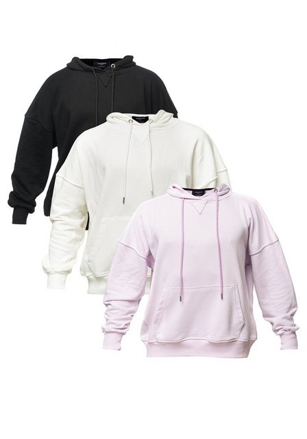 Tom Barron Kapuzensweatshirt mit Tasche 3er Set und Rippbündchen günstig online kaufen