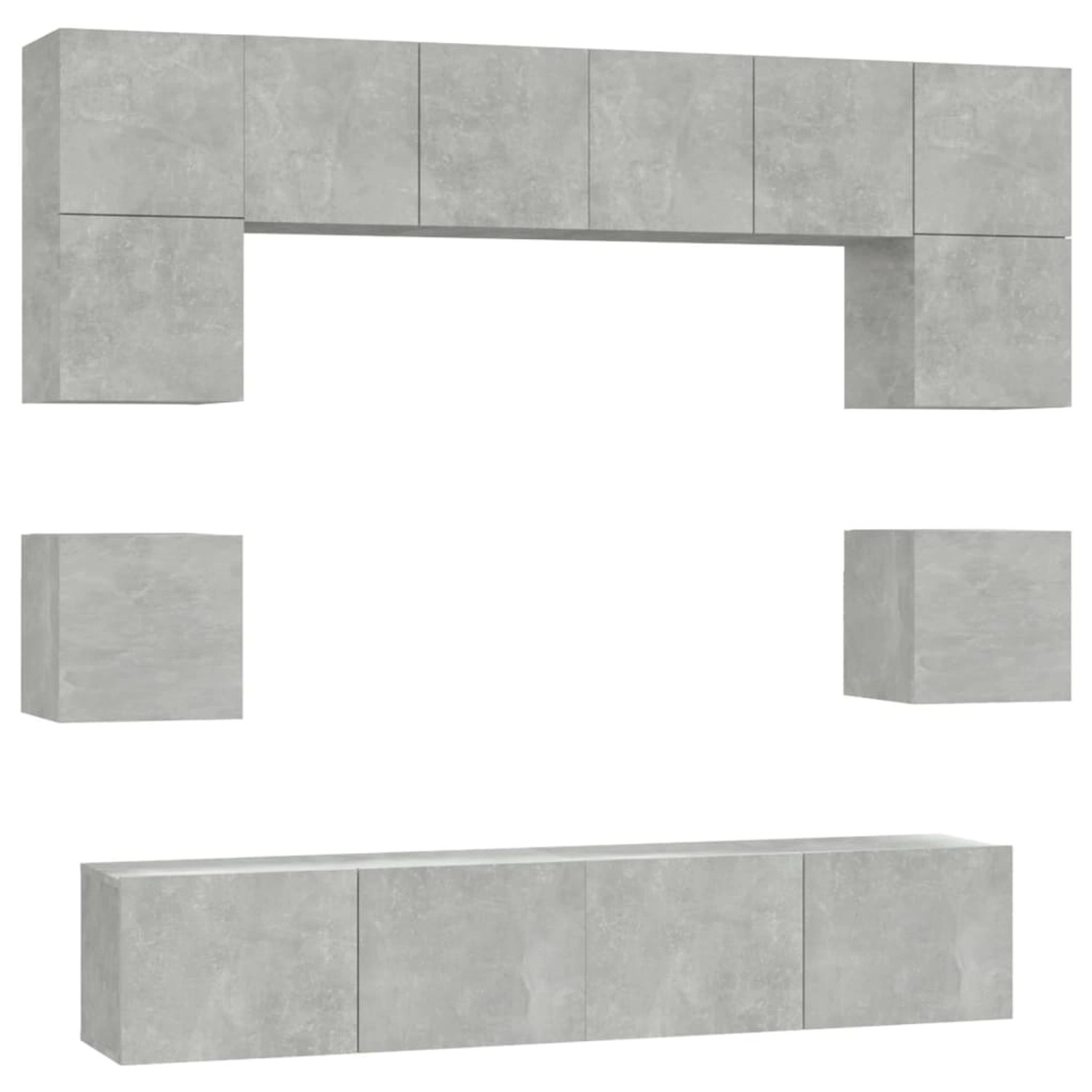 vidaXL TV-Schrank 8-tlg. TV-Schrank-Set Betongrau Holzwerkstoff (8-St) günstig online kaufen