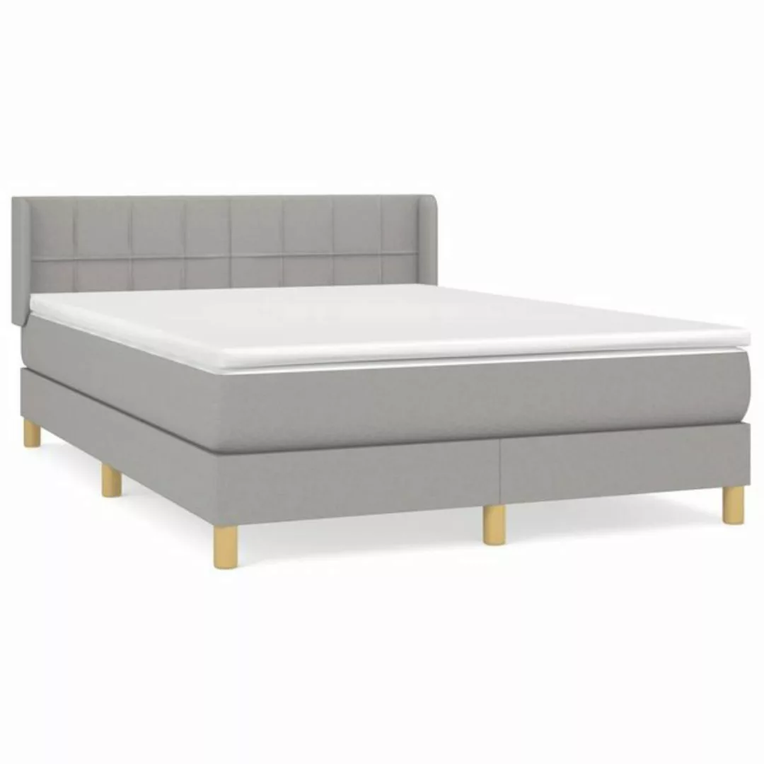 vidaXL Bettgestell Boxspringbett mit Matratze Hellgrau 140x200 cm Stoff Bet günstig online kaufen