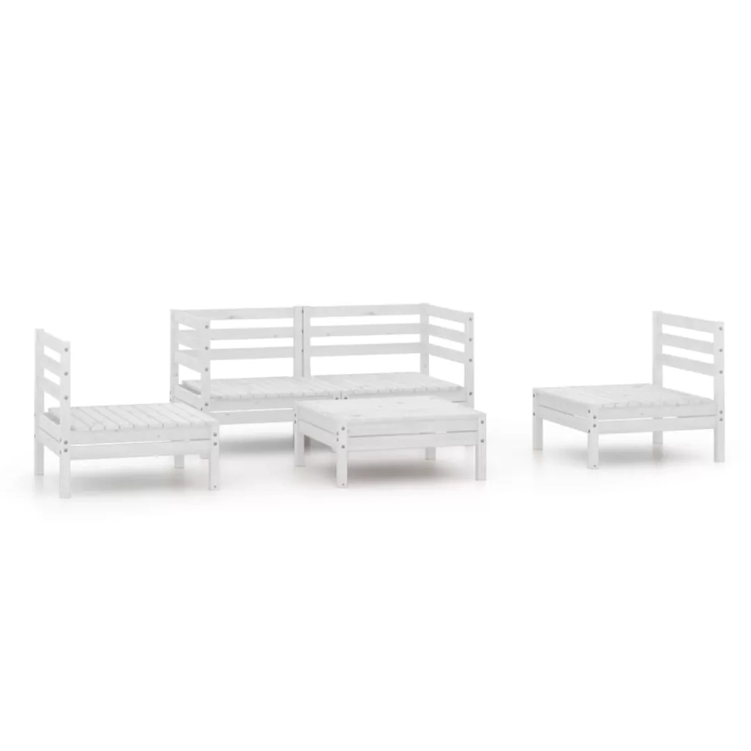 5-tlg. Garten-lounge-set Weiß Kiefer Massivholz günstig online kaufen