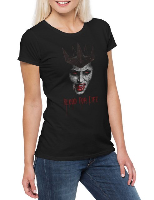 Urban Backwoods Print-Shirt Vampire Blood For Life Damen T-Shirt Vampir Blu günstig online kaufen