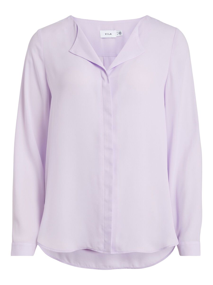 VILA High Low Geteilter Kragen Hemd Damen Violett günstig online kaufen