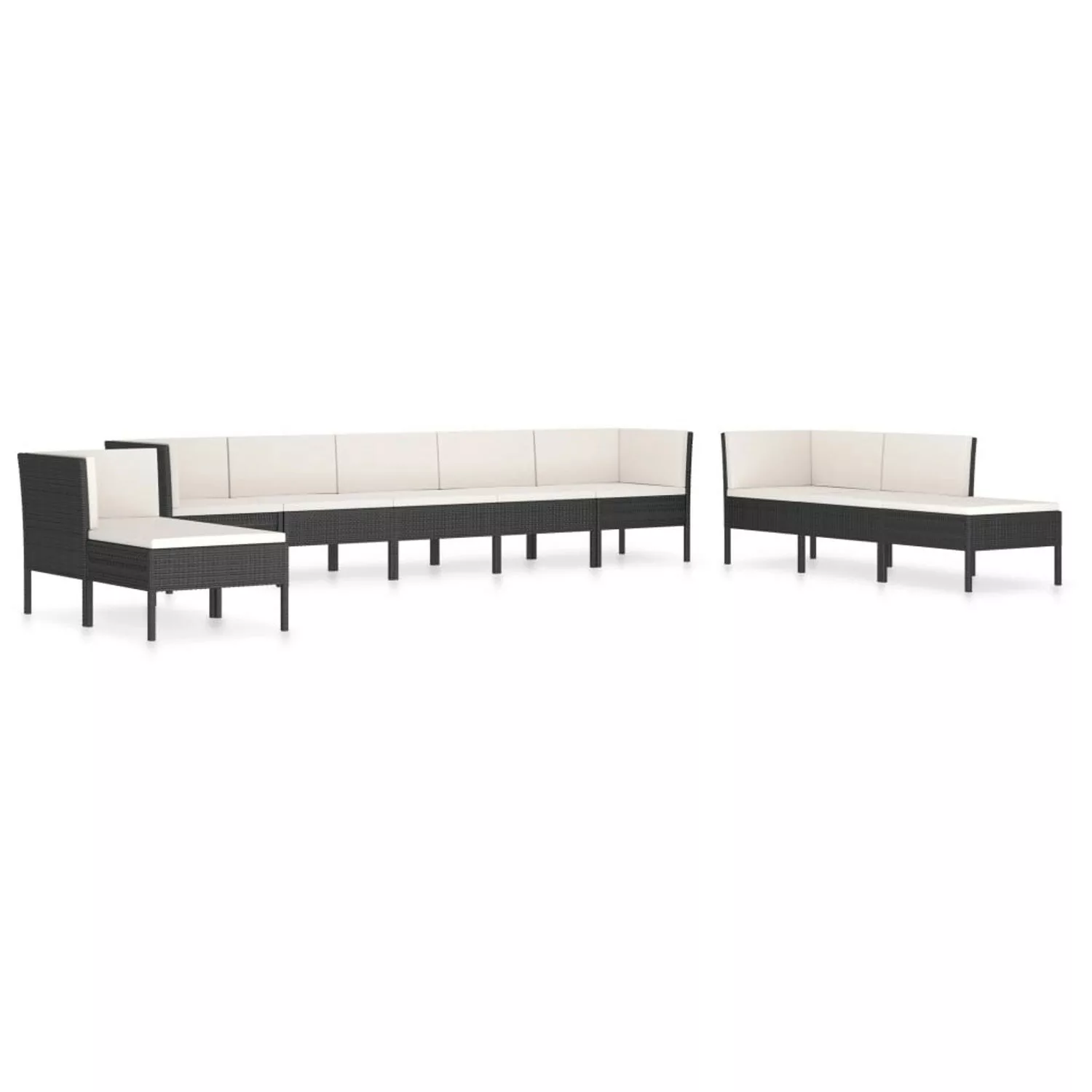 10-tlg. Garten-lounge-set Mit Auflagen Poly Rattan Schwarz günstig online kaufen