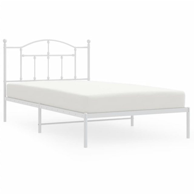 vidaXL Bettgestell, Bettrahmen mit Kopfteil Metall Weiß 107x203 cm günstig online kaufen