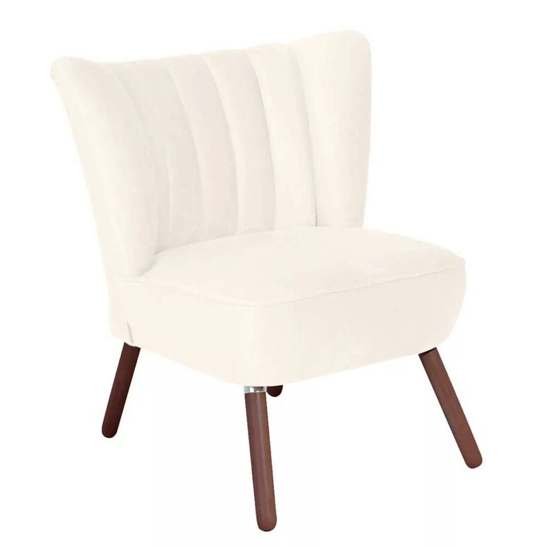 Sessel Retro Design in Cremeweiß und Nussbaumfarben 70 cm breit günstig online kaufen