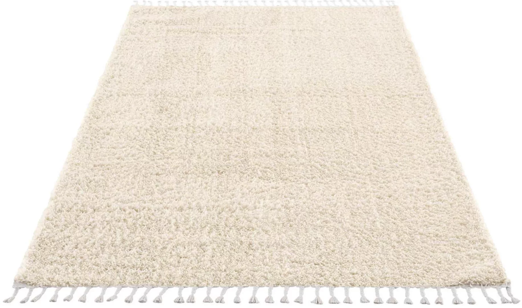 carpet city® Shaggy Pulpy Uni Einfarbig 100 Creme creme Gr. 80 x 150 günstig online kaufen