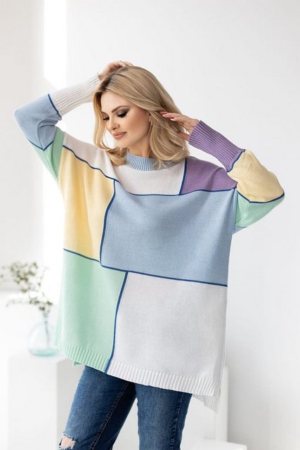 PeeKaBoo Rundhalspullover Damenpullover bunt gemustert günstig online kaufen