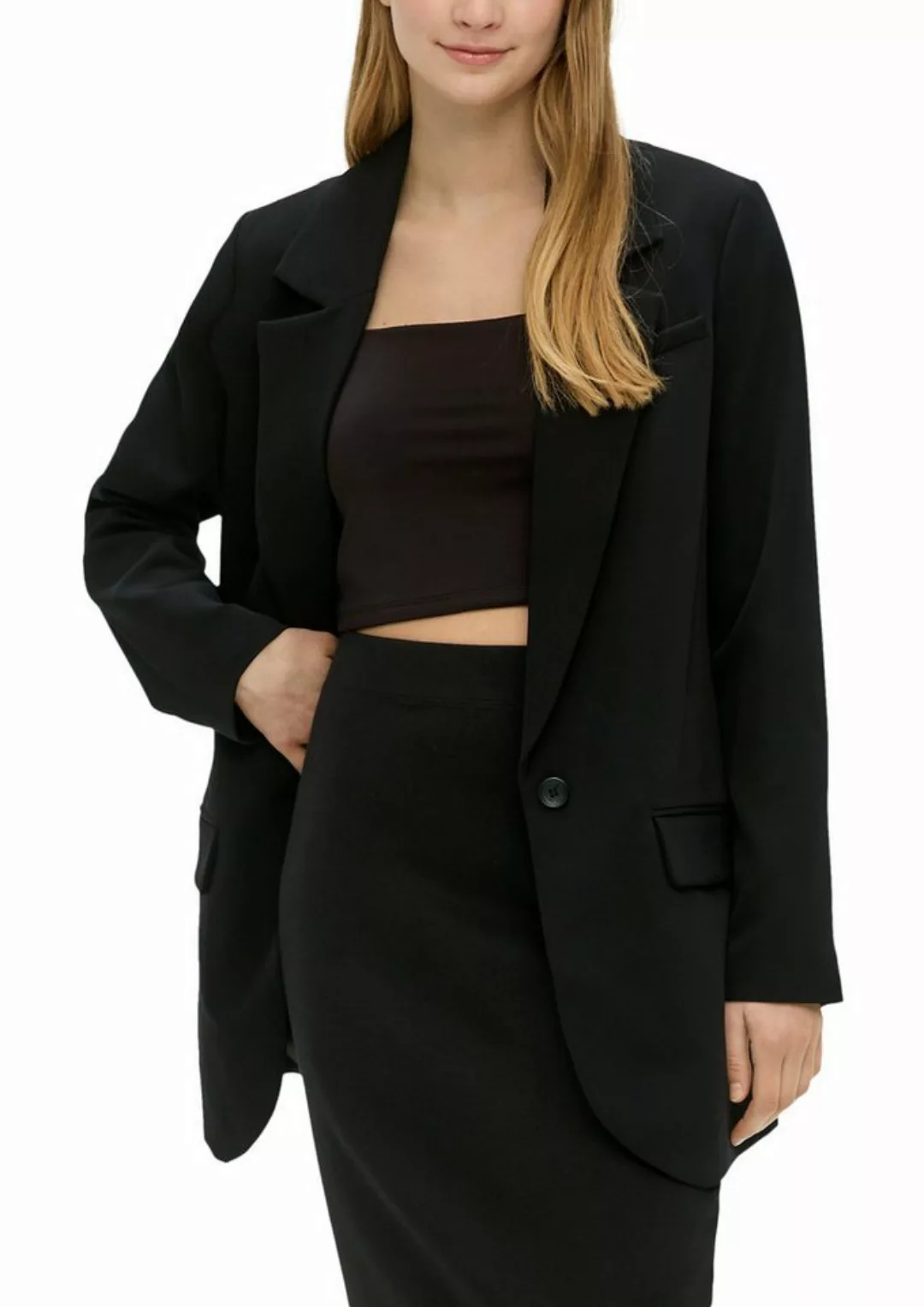 QS Kurzjacke QS by s.Oliver Oversize Blazer mit Pattentaschen i (1-St) Nich günstig online kaufen