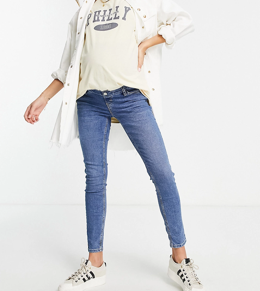 Topshop Maternity – Jamie – Jeans aus recycelter Baumwolle in Mittelblau mi günstig online kaufen