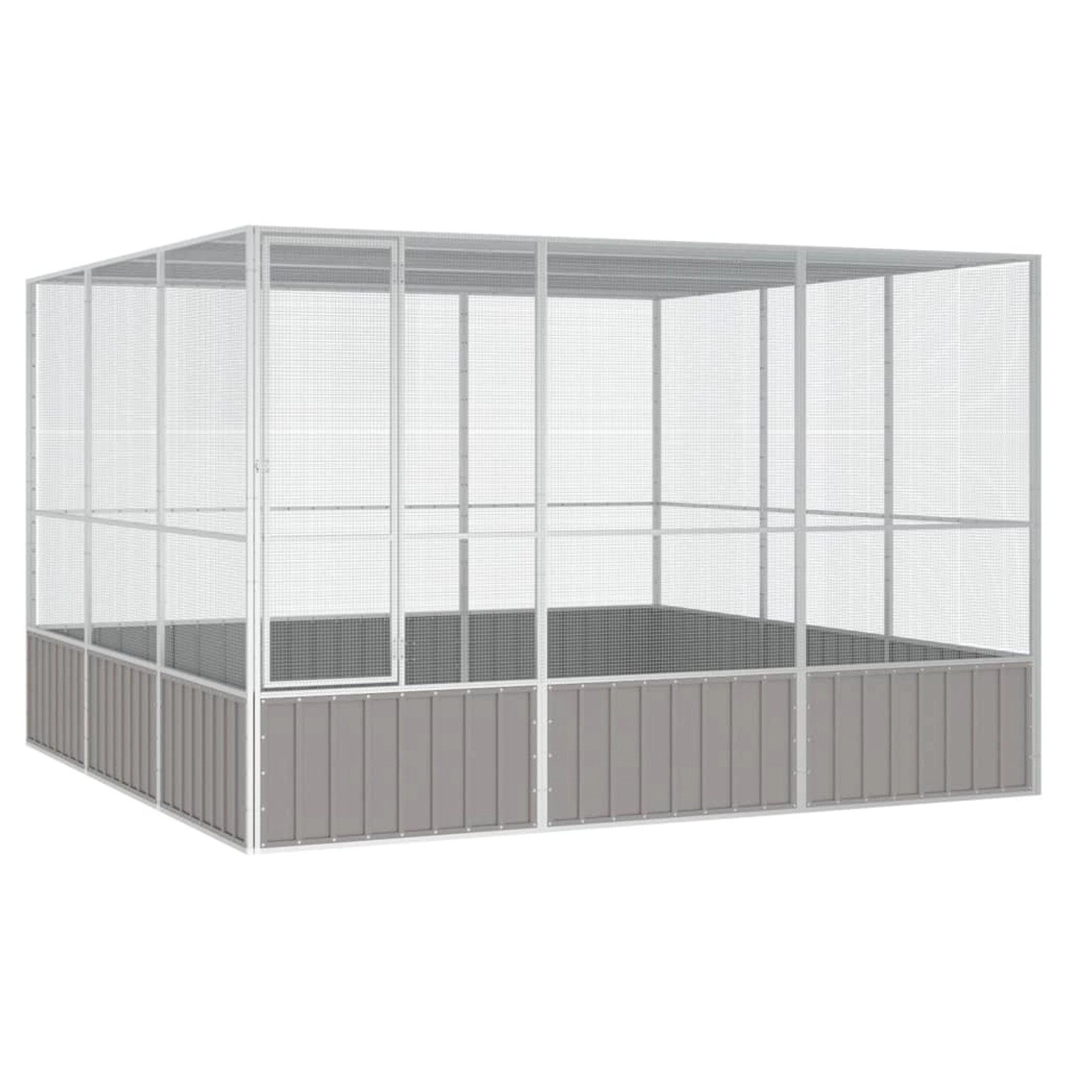 vidaXL Vogelkäfig Grau 302,5x324,5x211,5 cm Verzinkter Stahl günstig online kaufen