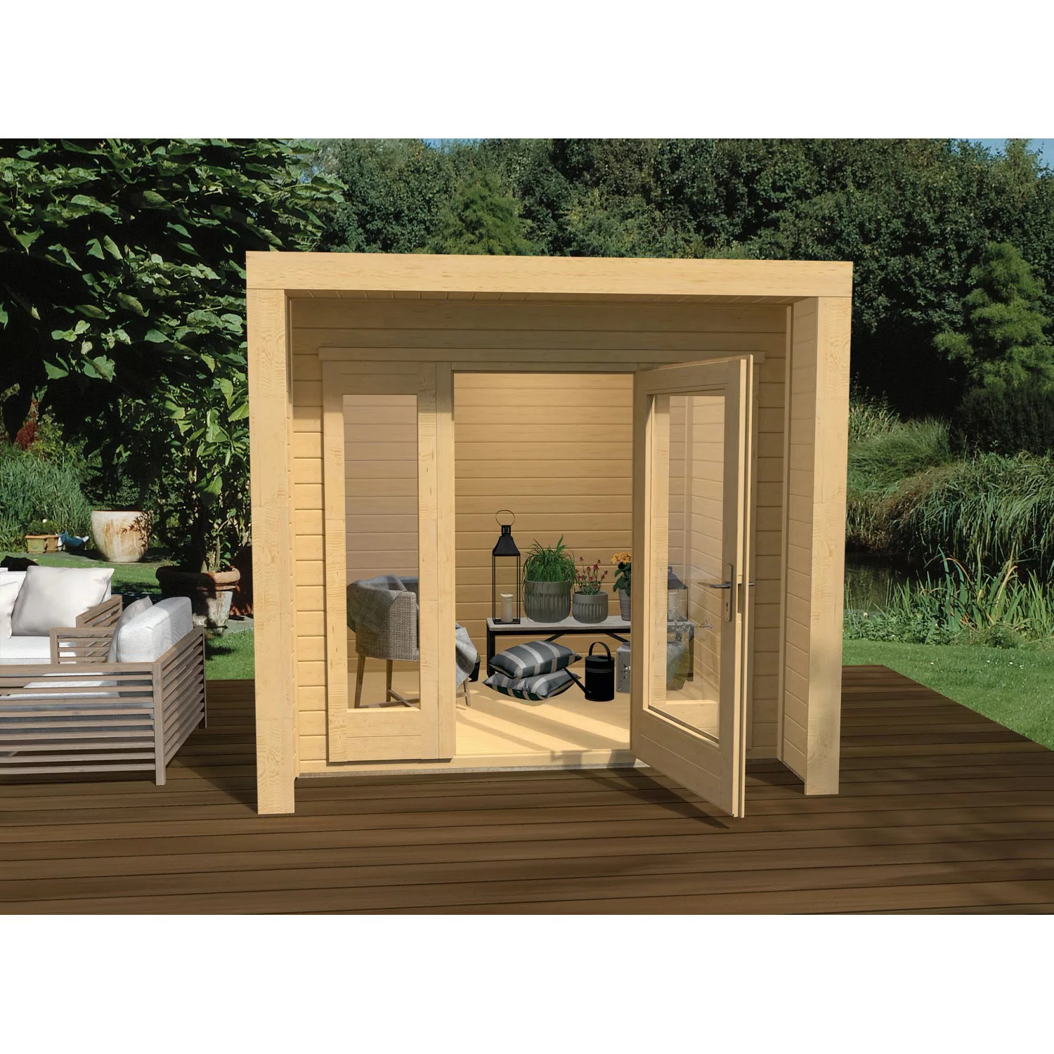 Weka Holz-Gartenhaus Flachdach Unbehandelt 245 cm x 250 cm günstig online kaufen