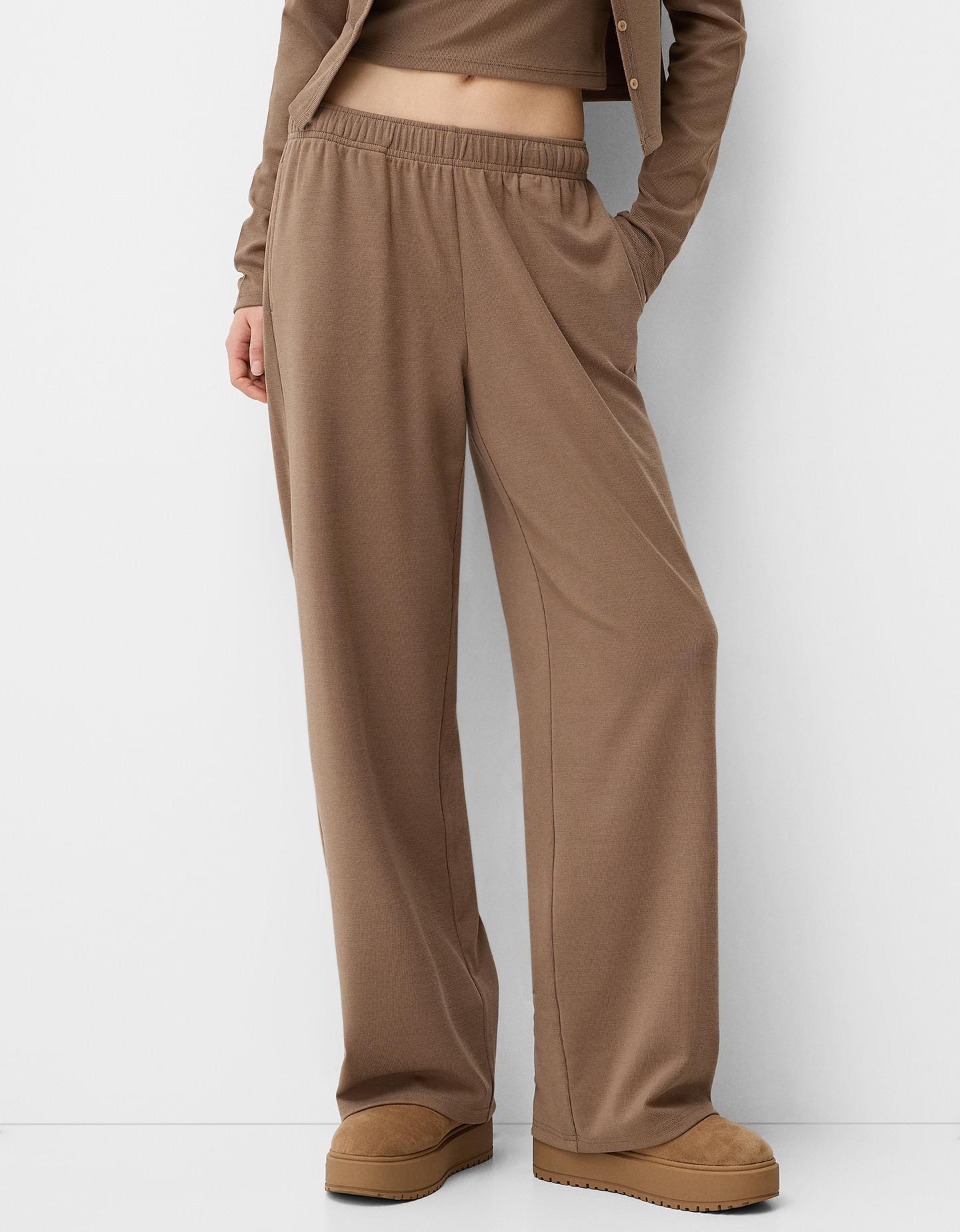 Bershka Gerade Hose Damen S Camel günstig online kaufen