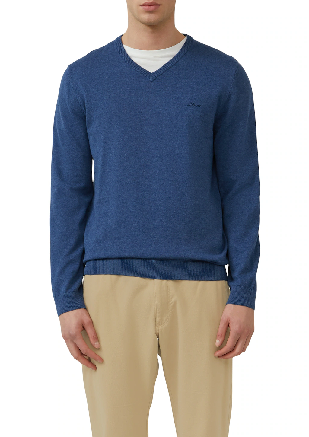 s.Oliver Strickpullover, in melierter Optik mit Logo-Stickerei günstig online kaufen
