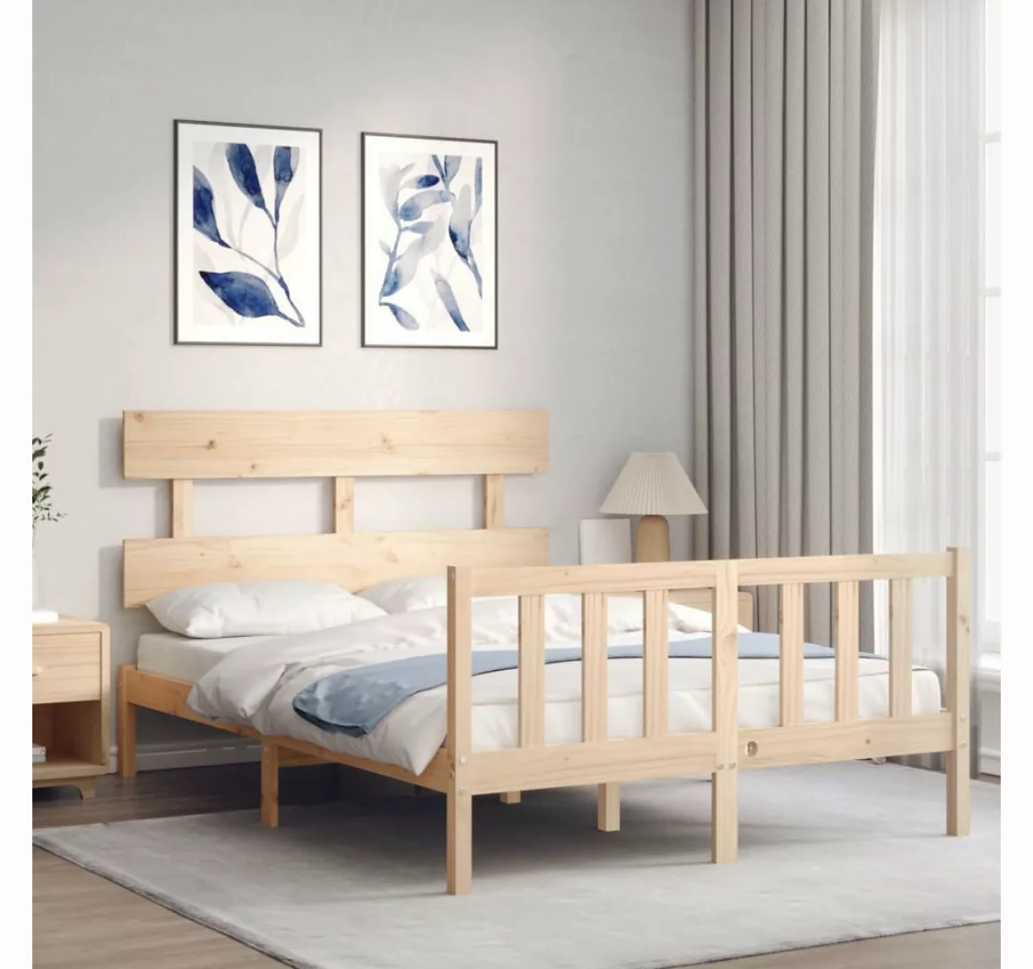 vidaXL Bett Massivholzbett ohne Matratze 140x200 cm Kiefernholz günstig online kaufen