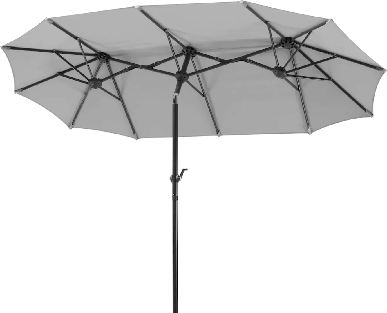 Schneider Schirme Marktschirm 291 cm x 150 cm Silbergrau mit Kurbelmechanik günstig online kaufen