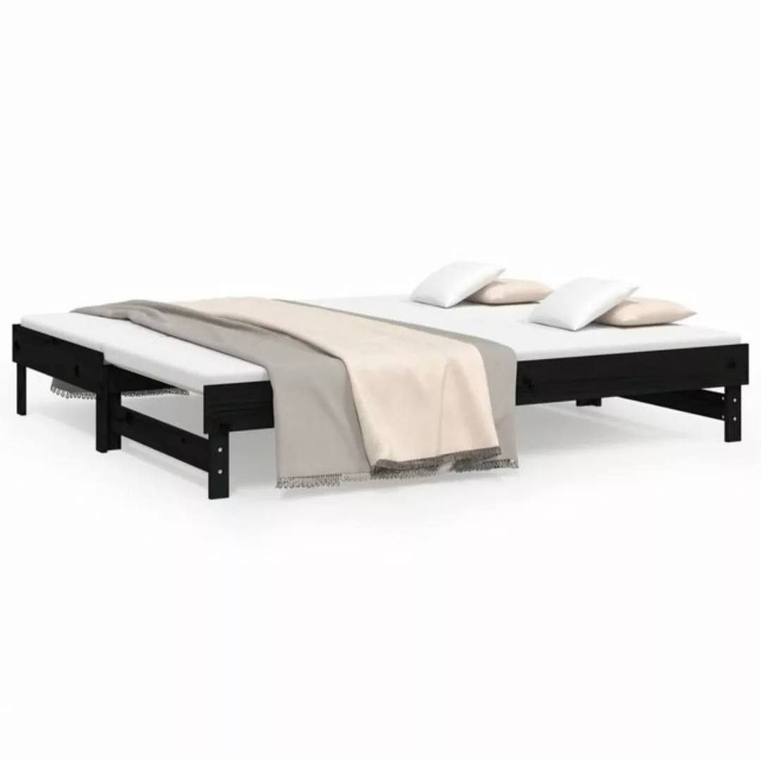 furnicato Bett Tagesbett Ausziehbar Schwarz 2x(100x200) cm Massivholz Kiefe günstig online kaufen