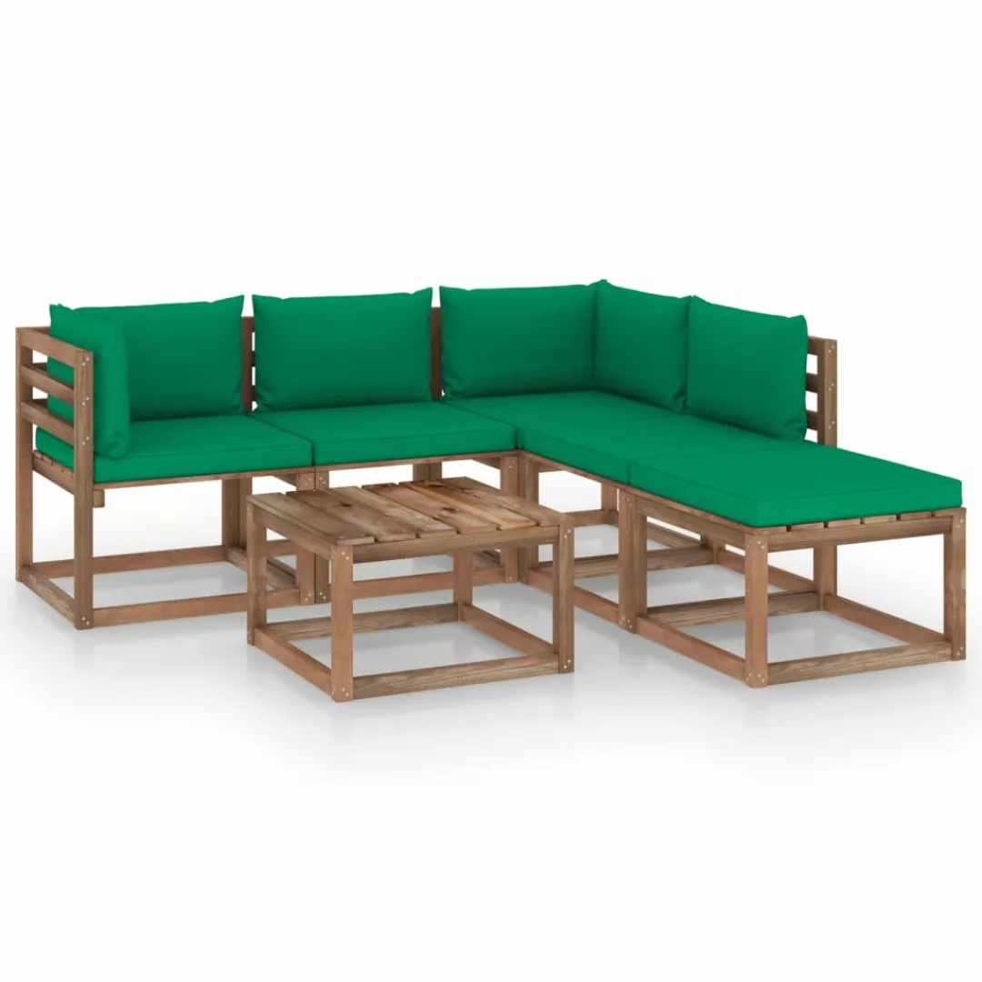 6-tlg. Garten-lounge-set Mit Grünen Kissen günstig online kaufen