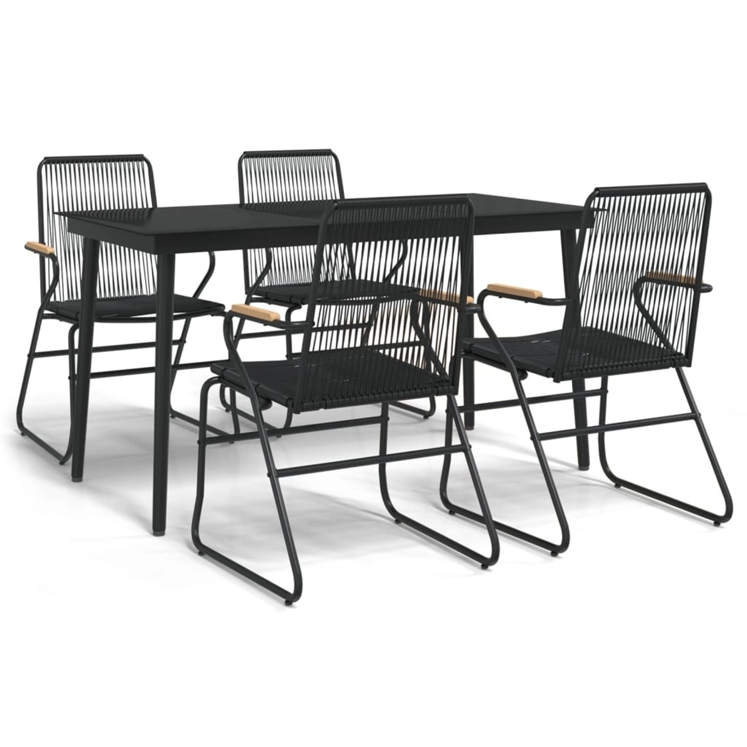 vidaXL 5-Tlg Garten-Essgruppe Schwarz PVC Rattan 3099217 günstig online kaufen