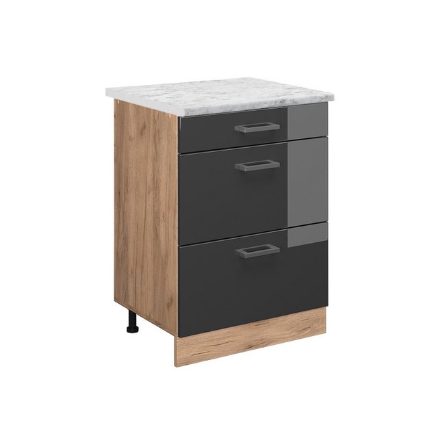 Vicco Unterschrank R-Line, Anthrazit Hochglanz/Goldkraft Eiche, 60 cm AP Ma günstig online kaufen