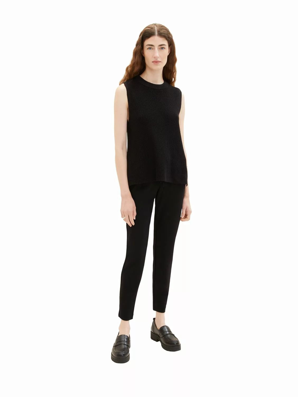 Tom Tailor Damen Hose JERSEY LOOSE ANKLE - Relaxed Fit Schwarz Blau Grau günstig online kaufen