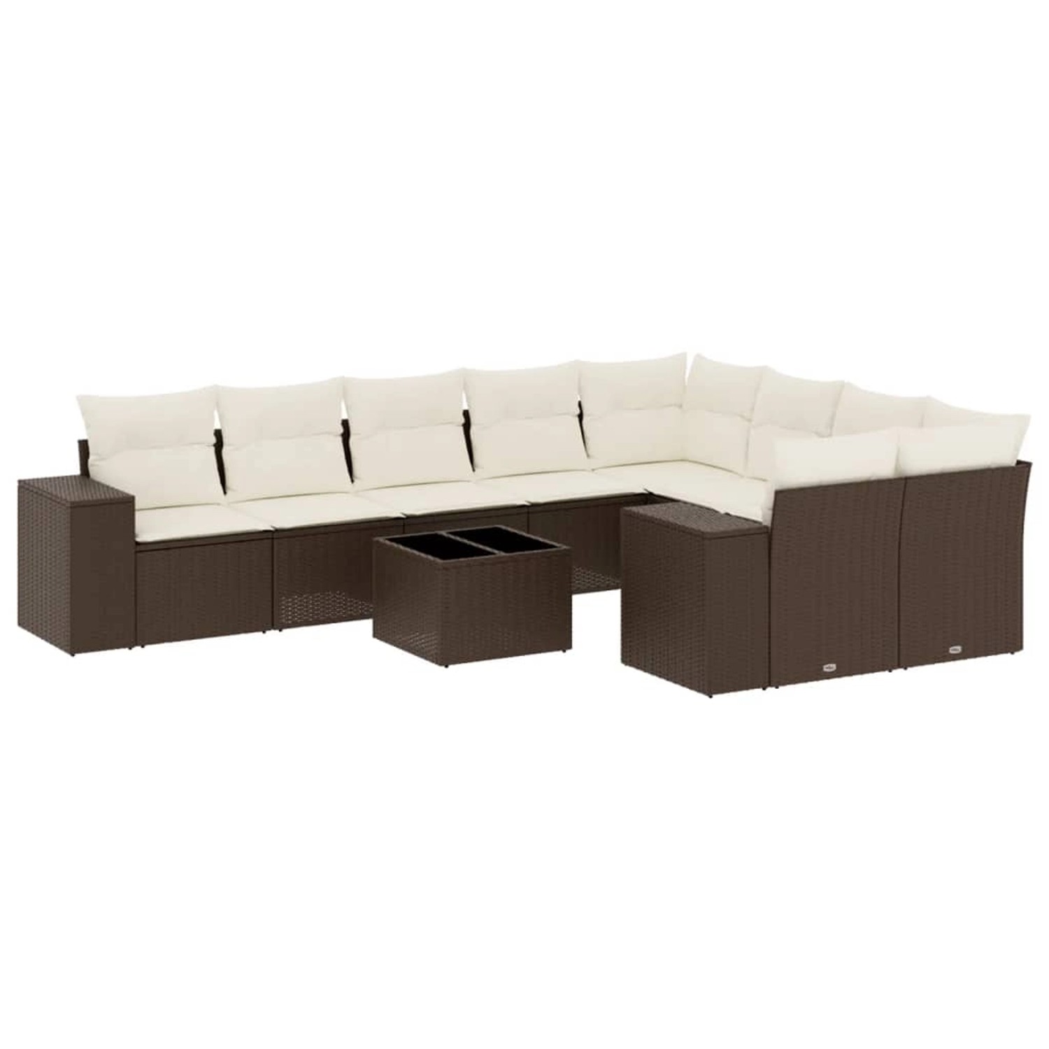 vidaXL 10-Tlg Garten-Sofagarnitur mit Kissen Braun Poly Rattan 3255390 günstig online kaufen