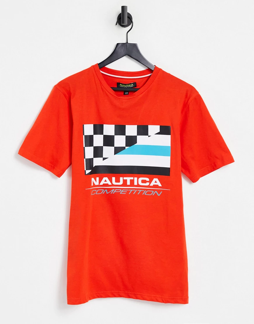 Nautica Competition– T-shirt in Rot mit Primage-Flagge günstig online kaufen